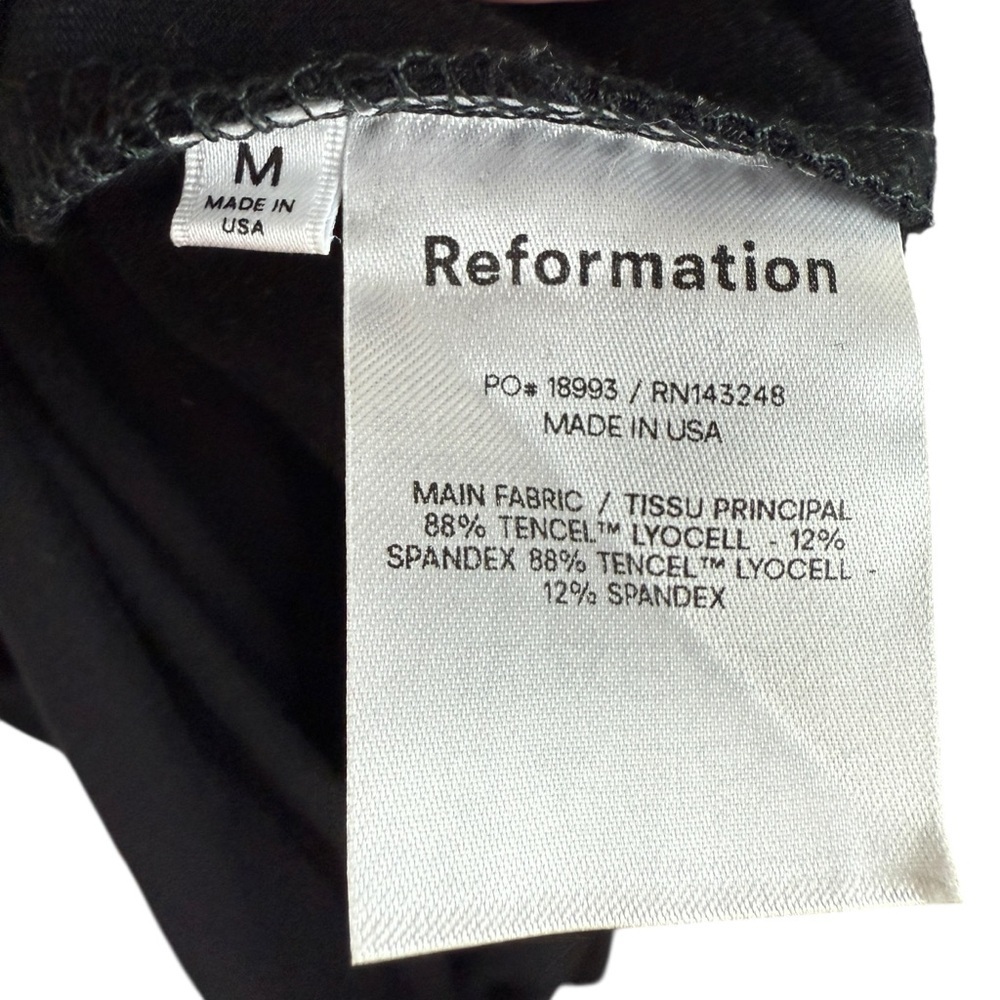 Reformation Bronwyn T-shirt dress Sz Small S Black side split stretch - Picture 9 of 10